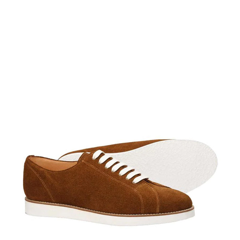 Classic Handmade Suede Lace-Up Blue Sneaker