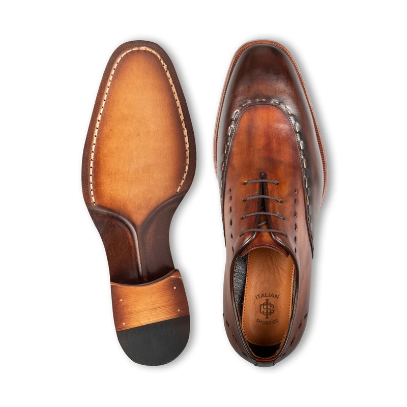 Polished Leather Handmade Oxford Shoe Tan and
