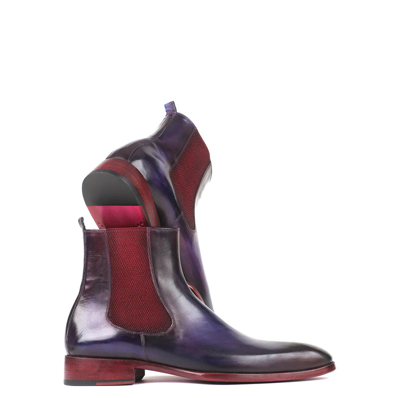 HandPainted Solid Leather Chelsea Boot Black and