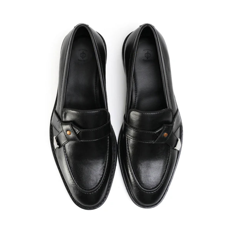 Men Slip On Polished Leather Formal Black Loafer