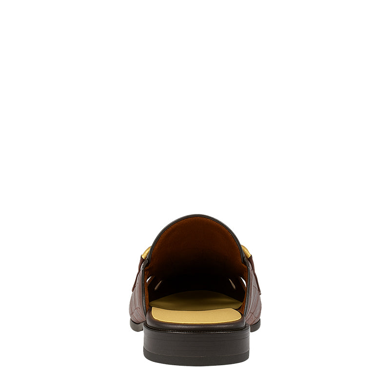Comfort Textured Round Toe Leather Mules