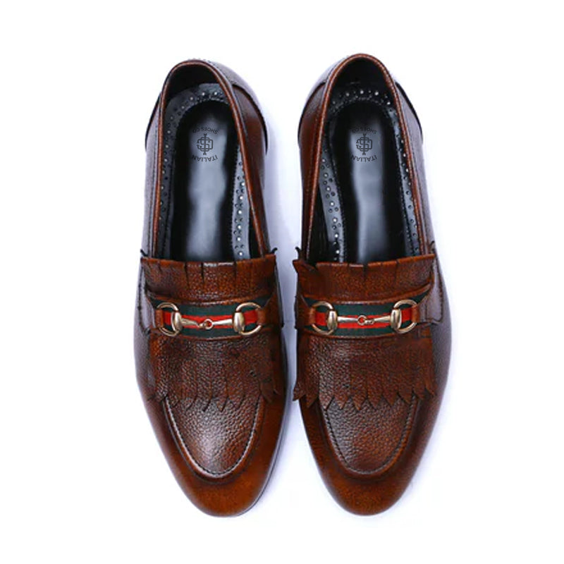 Men Handmade Solid Leather Buckled Loafer
