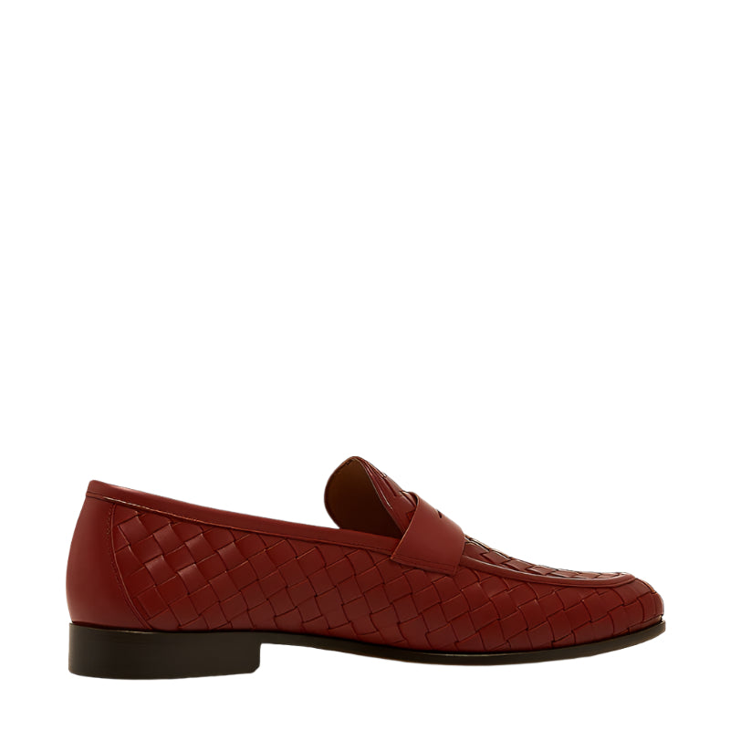Blue Woven Texture Leather Loafer for Men