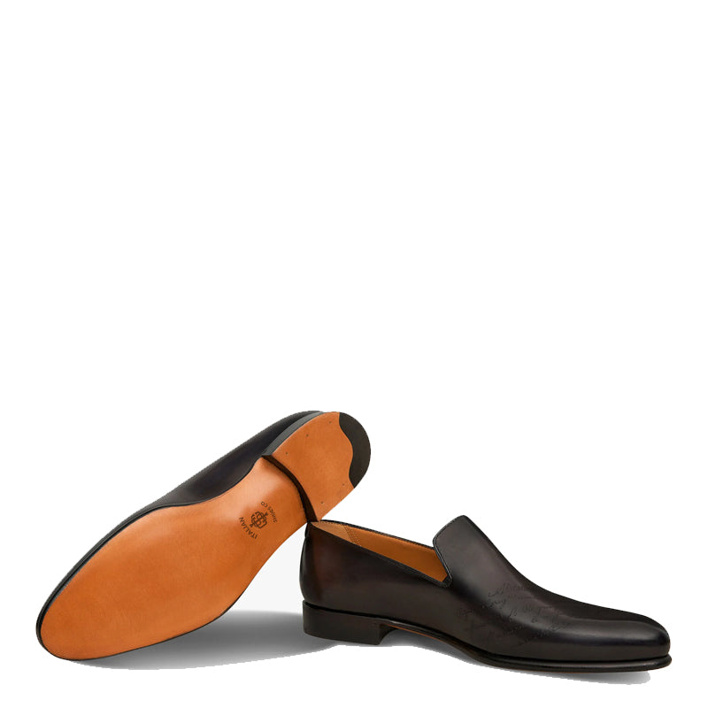 Men Solid Leather Formal Black Loafer