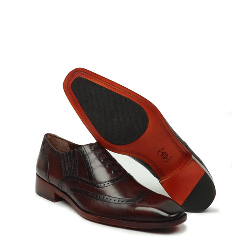 Leather Square Toe Lace-Up Oxford Dark Brown Shoe