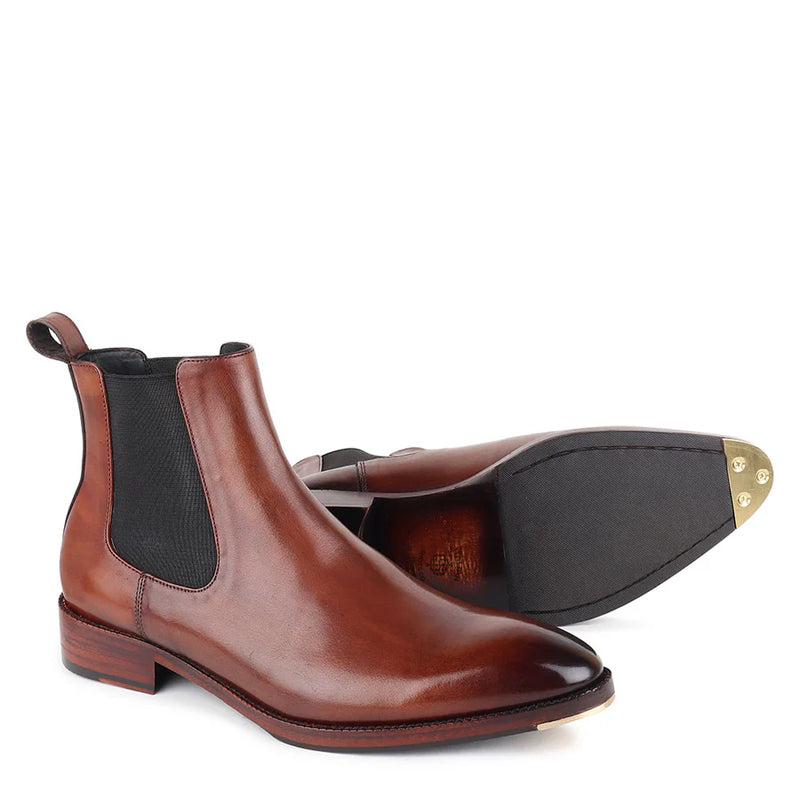 Patina Classic Leather Handmade Chelsea Boot Reddish