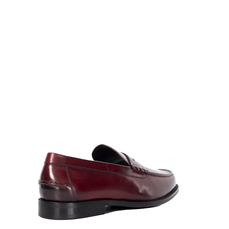 Leather Penny Trim White Loafer For Men