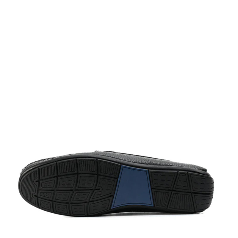 Classic Textured Leather Driving Black Loafer