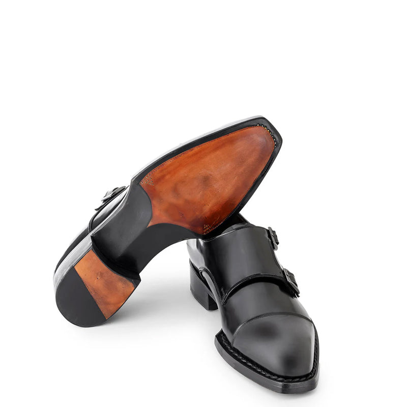 Men Cap Toe Leather Double MonkStraps Shoes