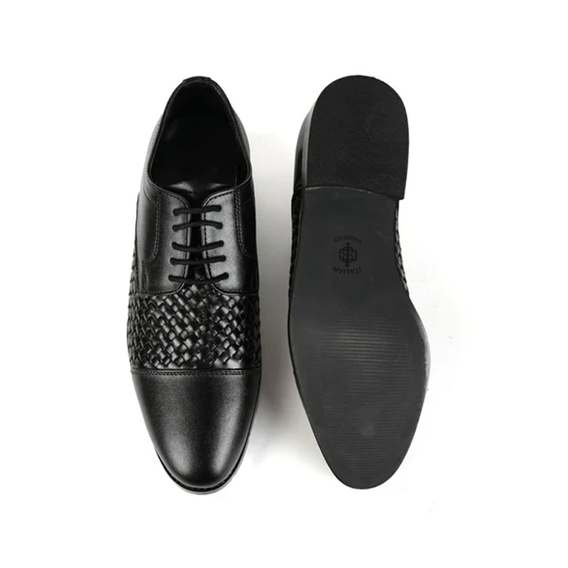 Men Braided Captoe Leather Oxford Tan Shoe