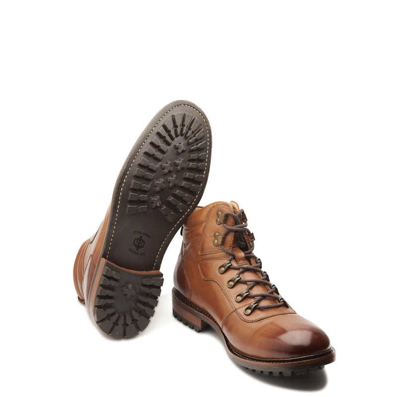 Leather Lace-Up Mid Top Ankle Natural Boot For Men