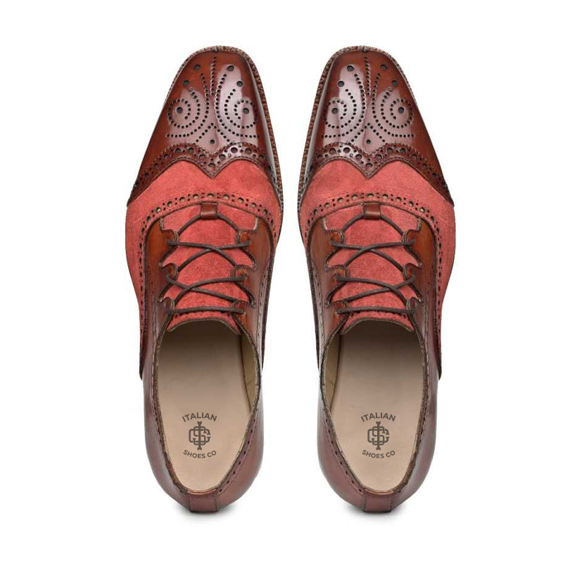 Criss Cross Leather Maroon Oxford Shoe