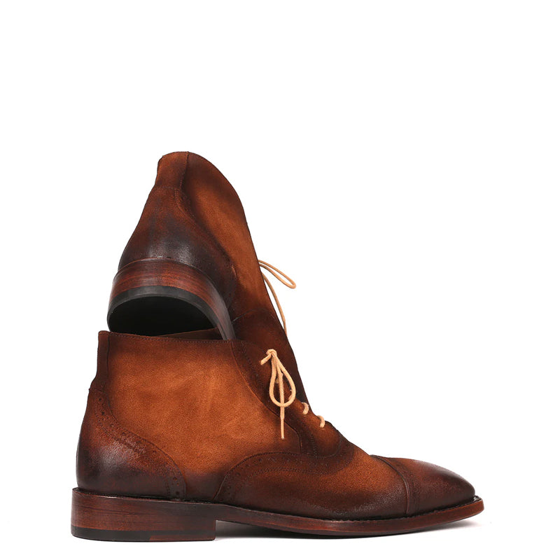 Antique Suede Lace Up Cap Toe Ankle Boots