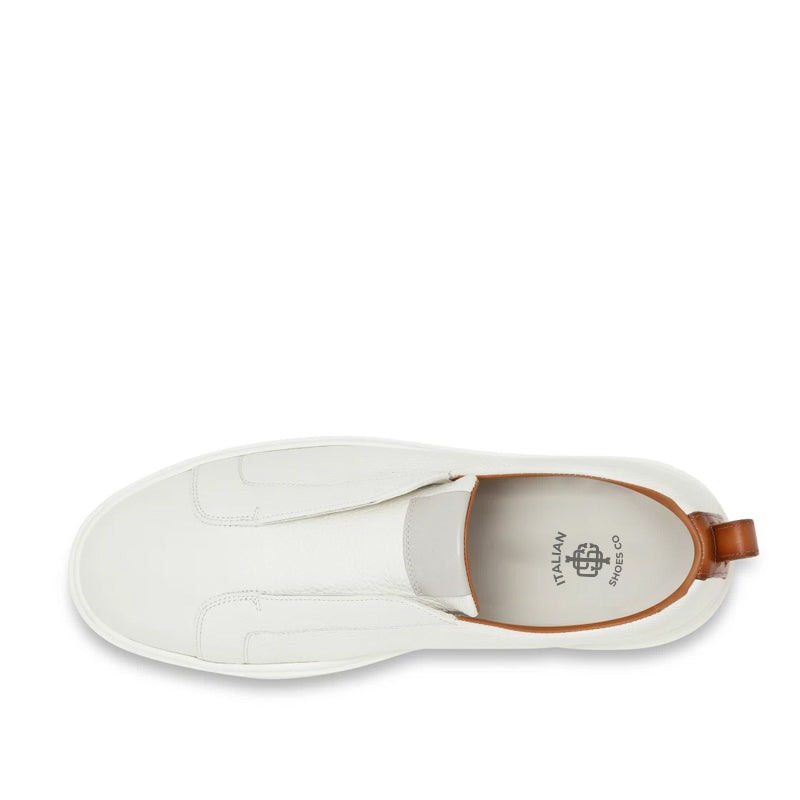 Men Tumbled Leather Slip On Sneakers