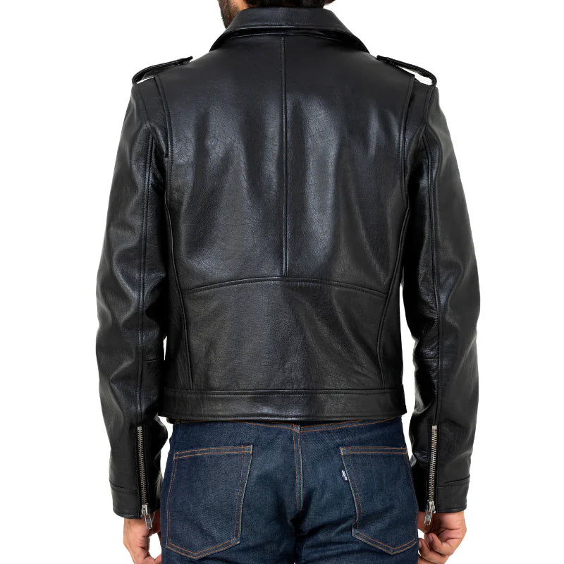 Men Solid Slim Fit Leather Biker Jacket
