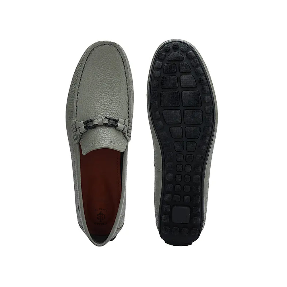 Men Textured Leather Driving White Loafer