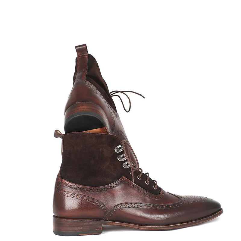 Men Suede Leather High Wingtip Ankle Boot