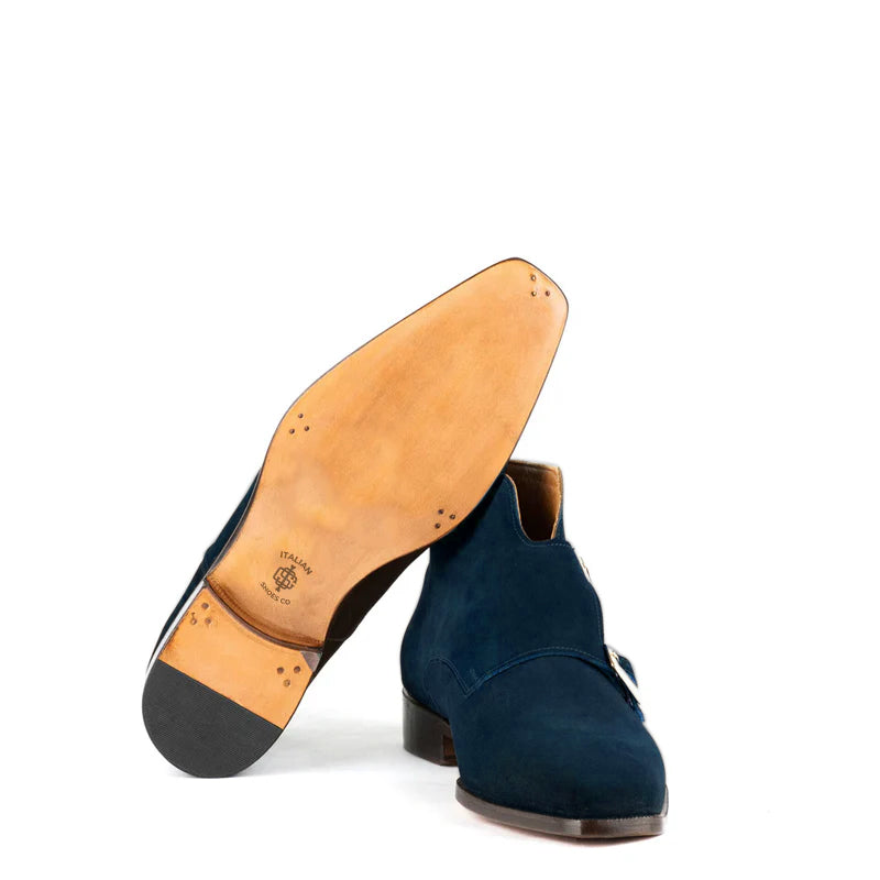 Classic Suede Leather Double Monkstraps Ankle Boot