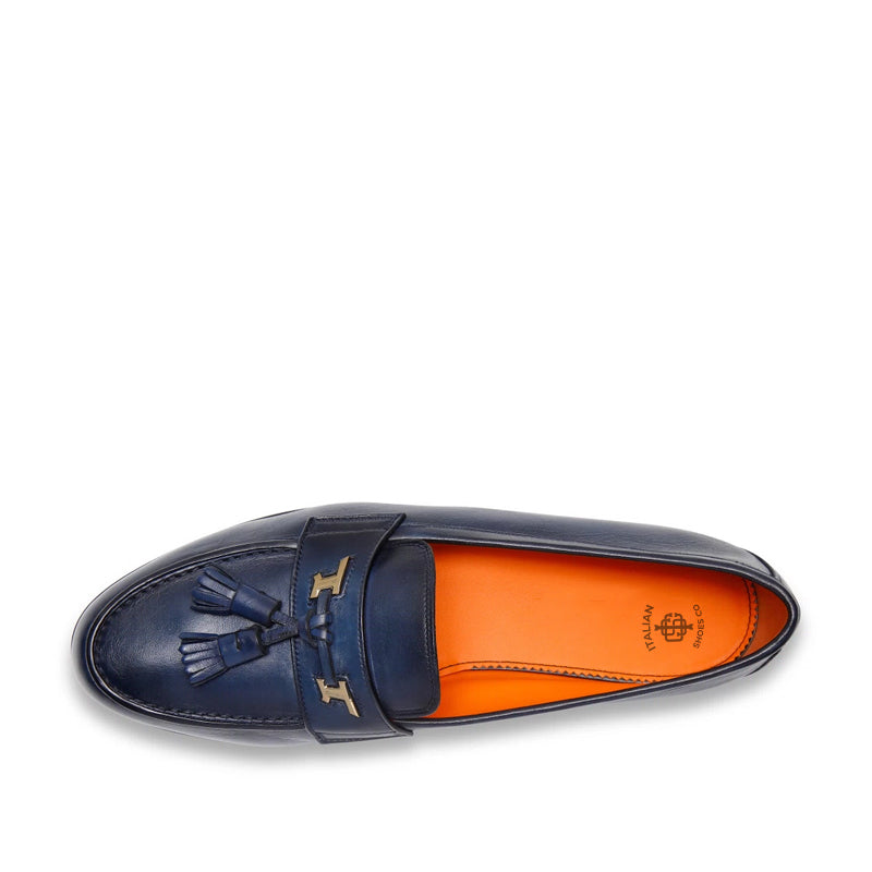 Polished Leather Tassel Loafer For Men