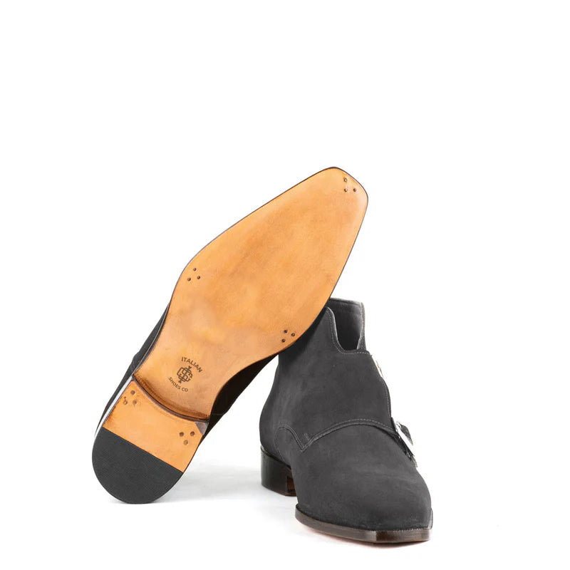 Luxury Suede Leather Double Buckle Ankle Boot