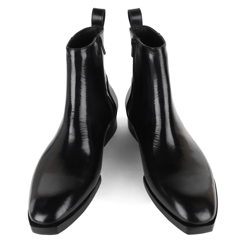 Luxury Handmade High-Top Leather Side-Zipper Boot