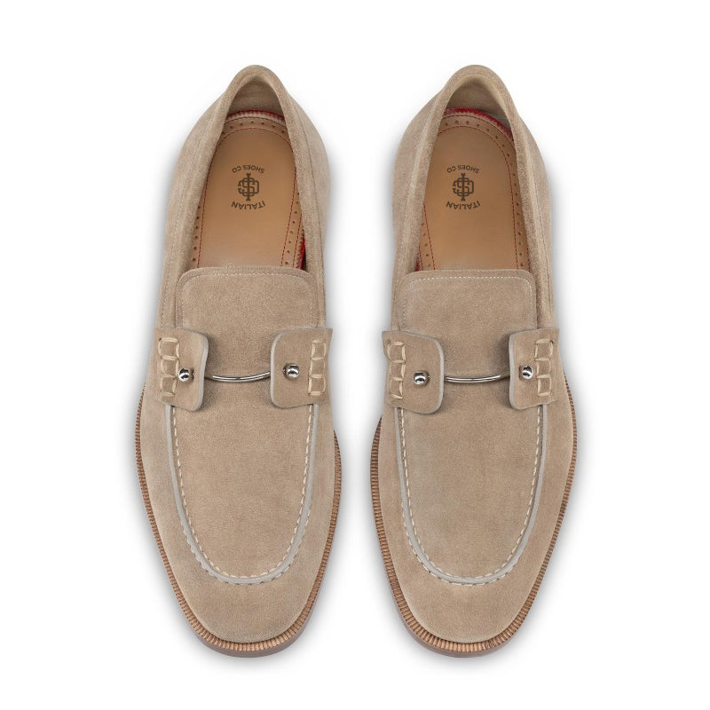 Men Solid Beige Leather Loafer