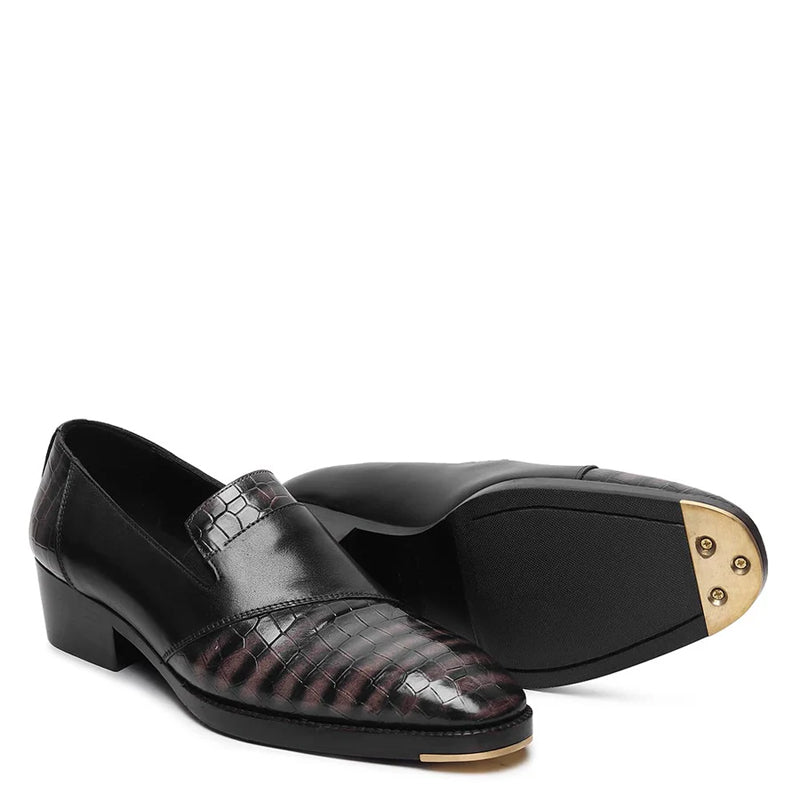 Patina Croco Mirror Glossed Cuban Heel Loafer