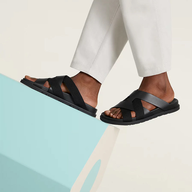 Men Textured Leather Comfort Tan/Brown Sandal