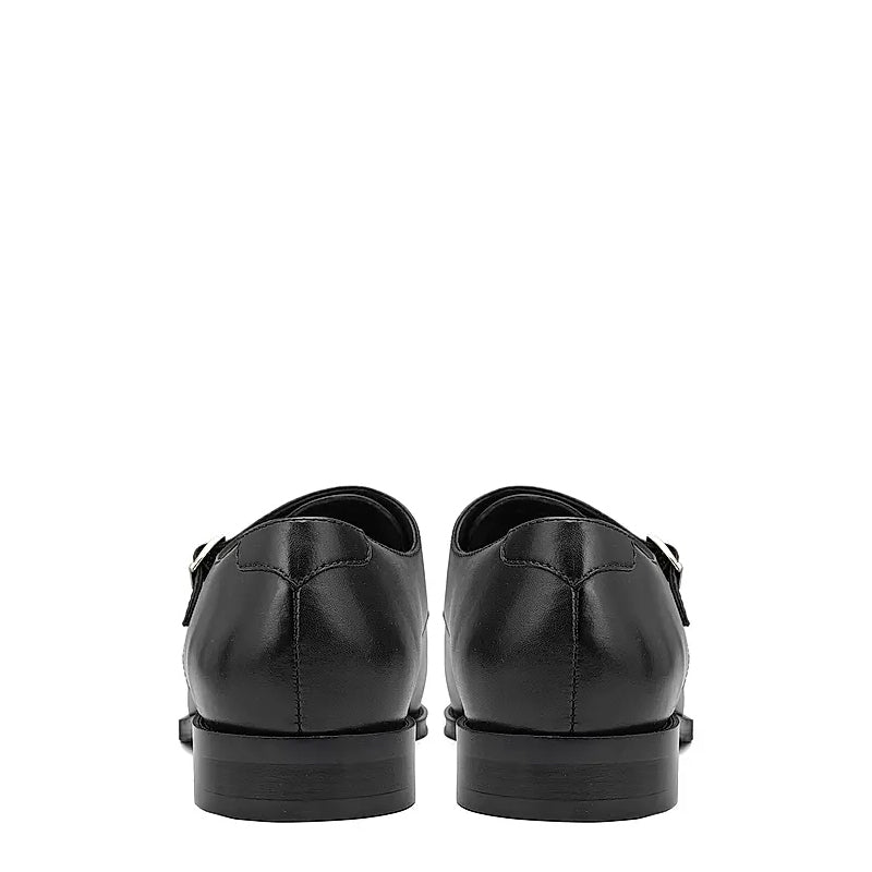 Plain Polished Leather Double Monk Shoe
