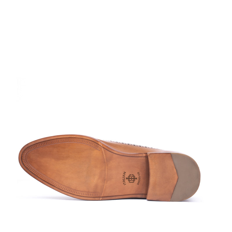 Tassels Hand Patina Wing Leather Loafer