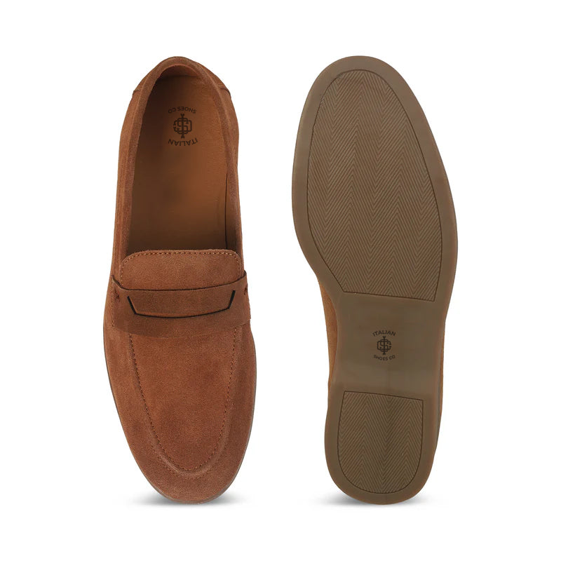 Suede Casual Leather Penny Blue Loafer For Men