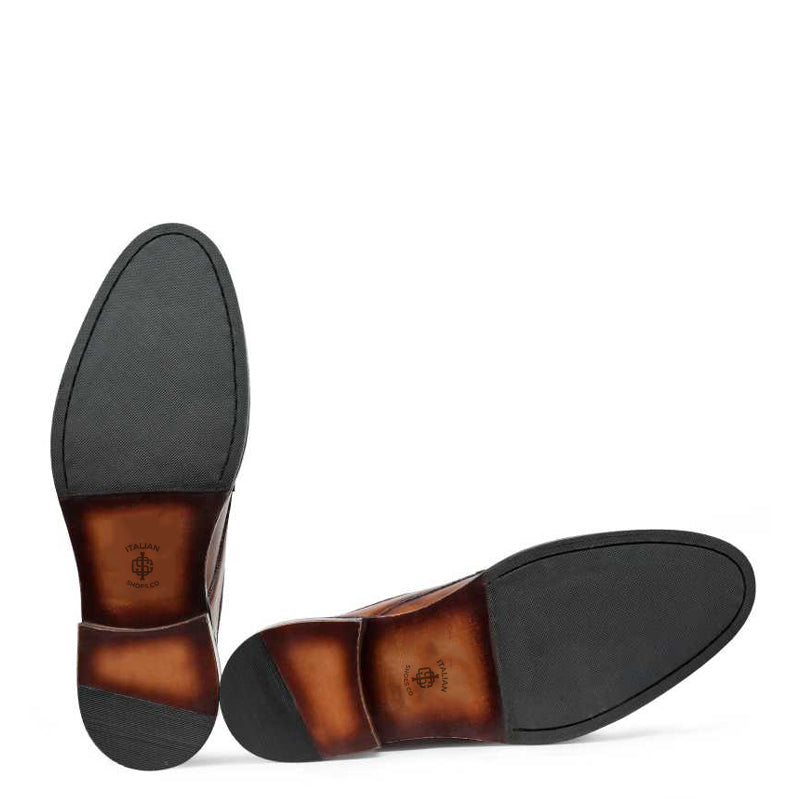 Polished Shiny Leather Split Toe Derby Shoe