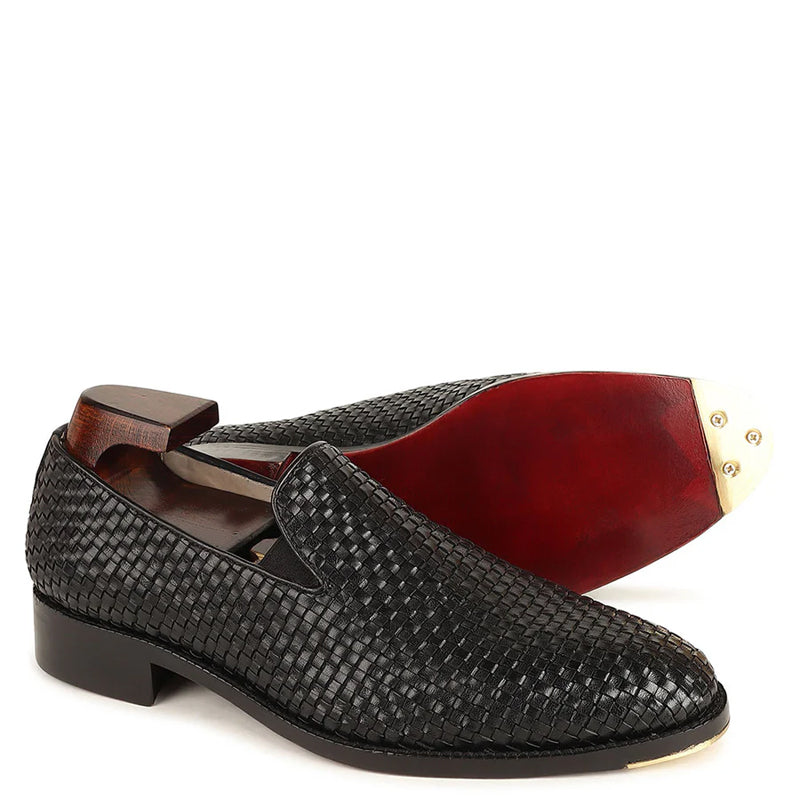 Men Classic Woven Pure Leather Loafer