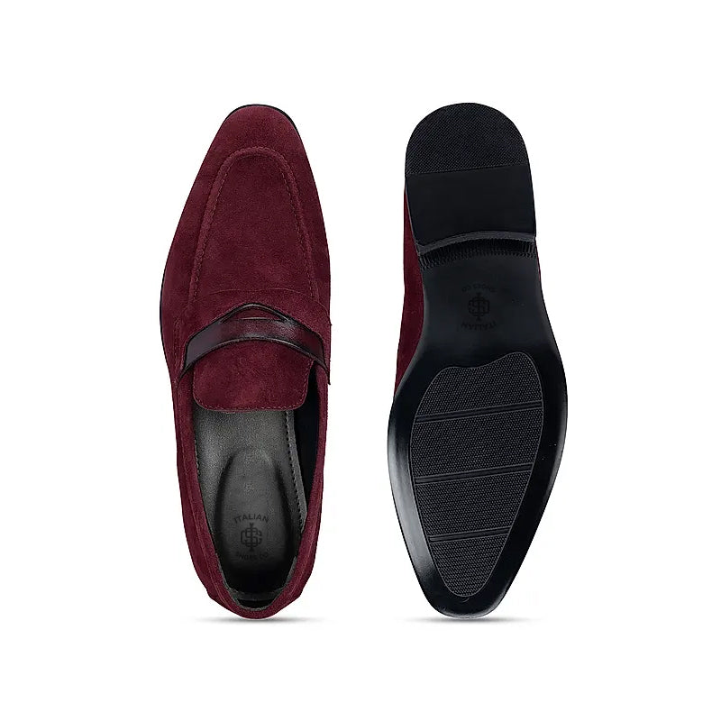 Classic Blue Suede Leather Penny Moccasins Loafer