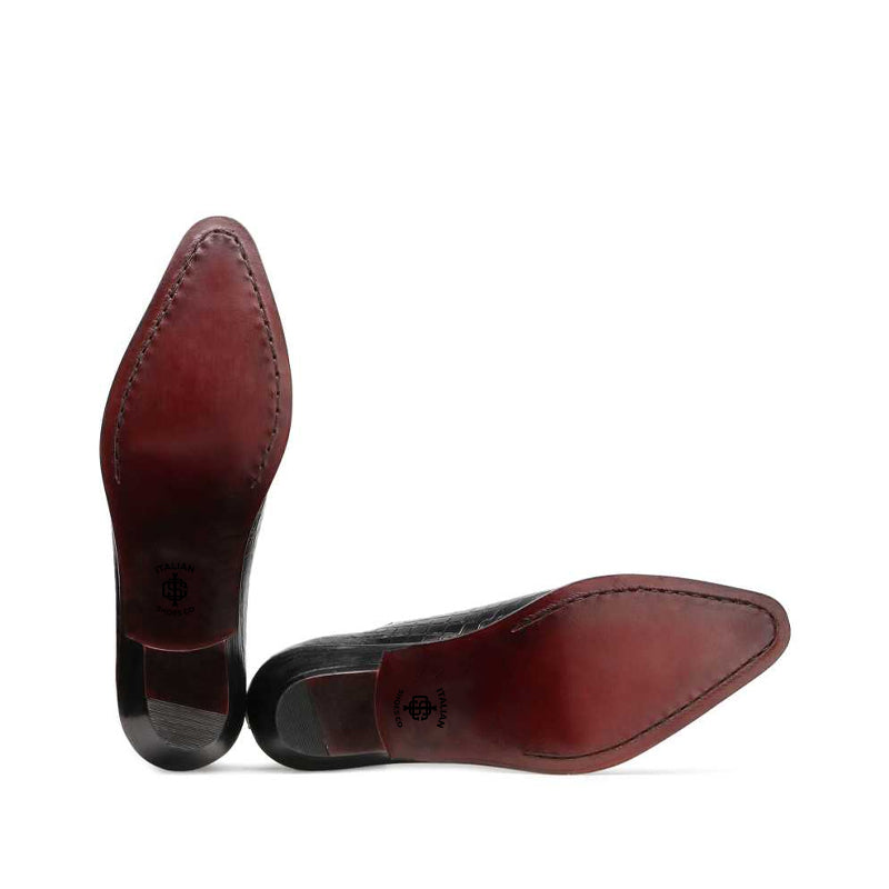 Men Handmade Croco Texture Leather Oxford Shoe