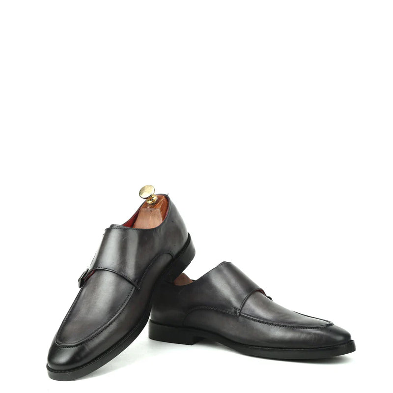 Classic Solid Leather Double Monk Shoe
