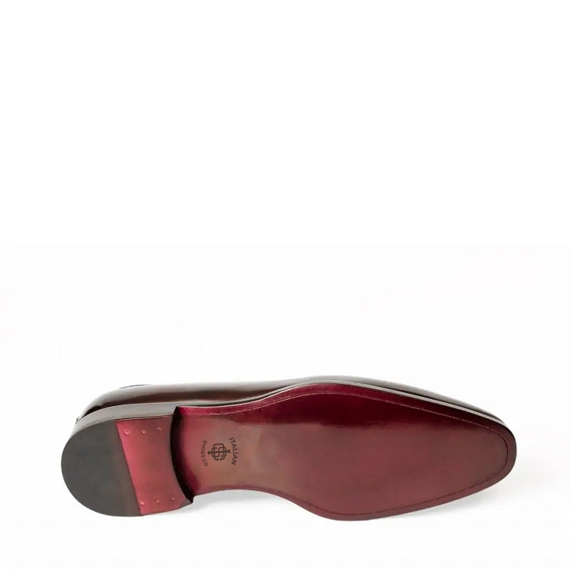 Pure Shiny Leather Tassel Burgundy Loafer
