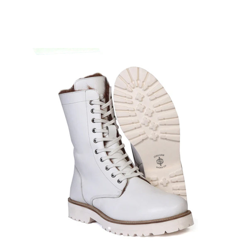 Men Chunky High Leather Ankle Black Boot