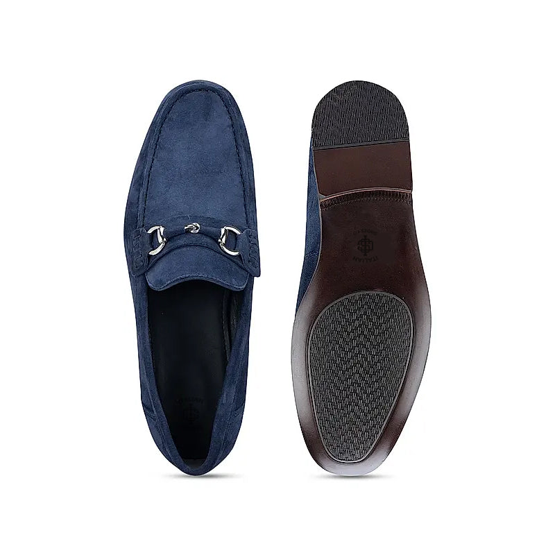 Suede Leather Formal Horsebit Buckled Loafer Burgundy