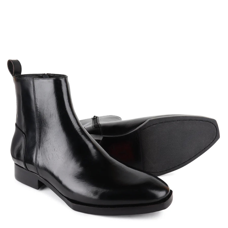 Luxury Handmade High-Top Leather Side-Zipper Boot
