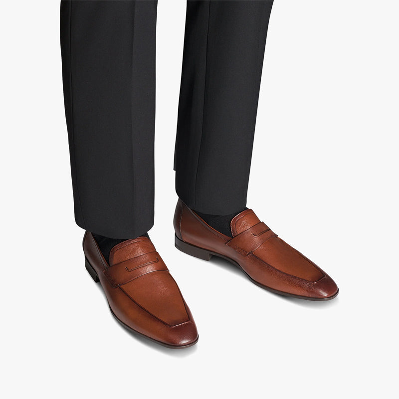 Custom Handmade Plain Leather Brown Loafer