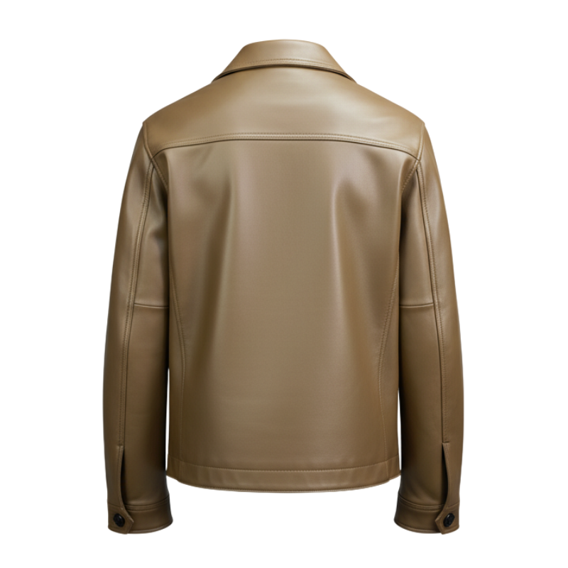 Men s Luxury Caramel Leather Shirt Jacket