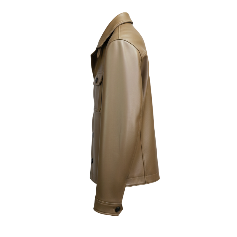 Men’s Luxury Caramel Leather Shirt Jacket