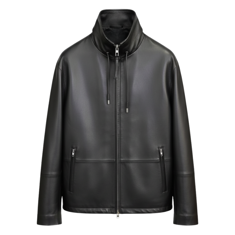 Men s Luxury High Collar Leather Jacket