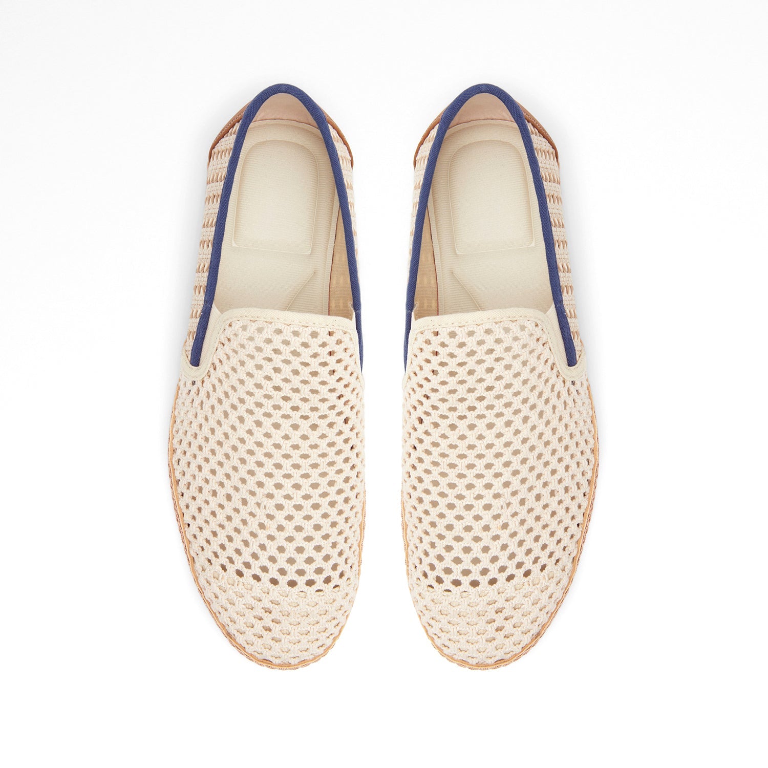 Beige Braided Thread Designer Loafers