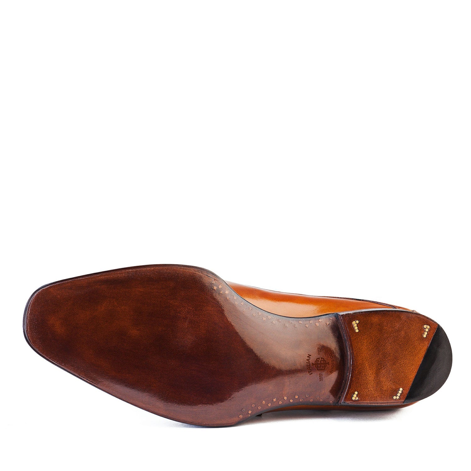 Classic Shiny Leather Double Monk Strap Tan Shoe