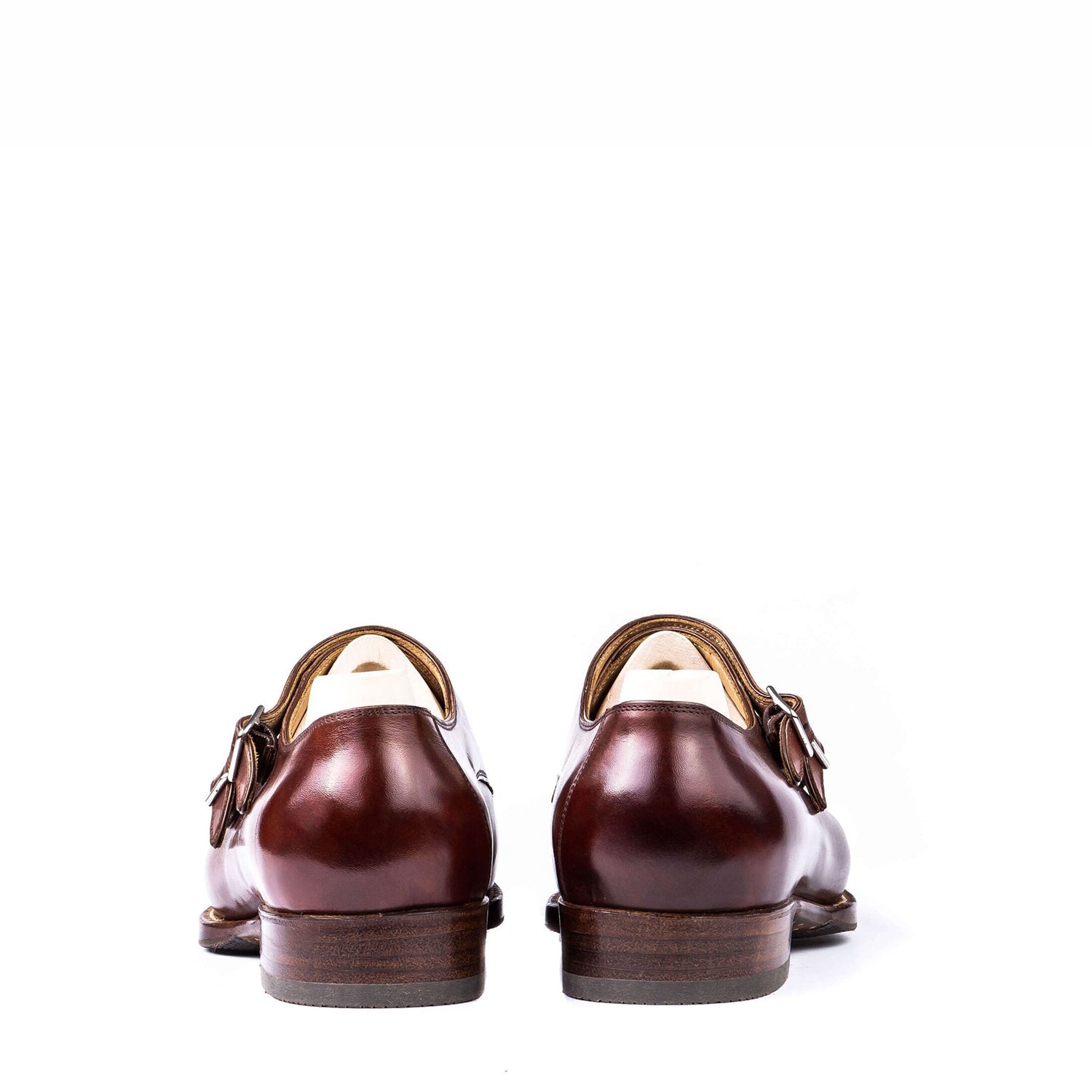 Men Leather Double Monk Straps Slip On Shoe
