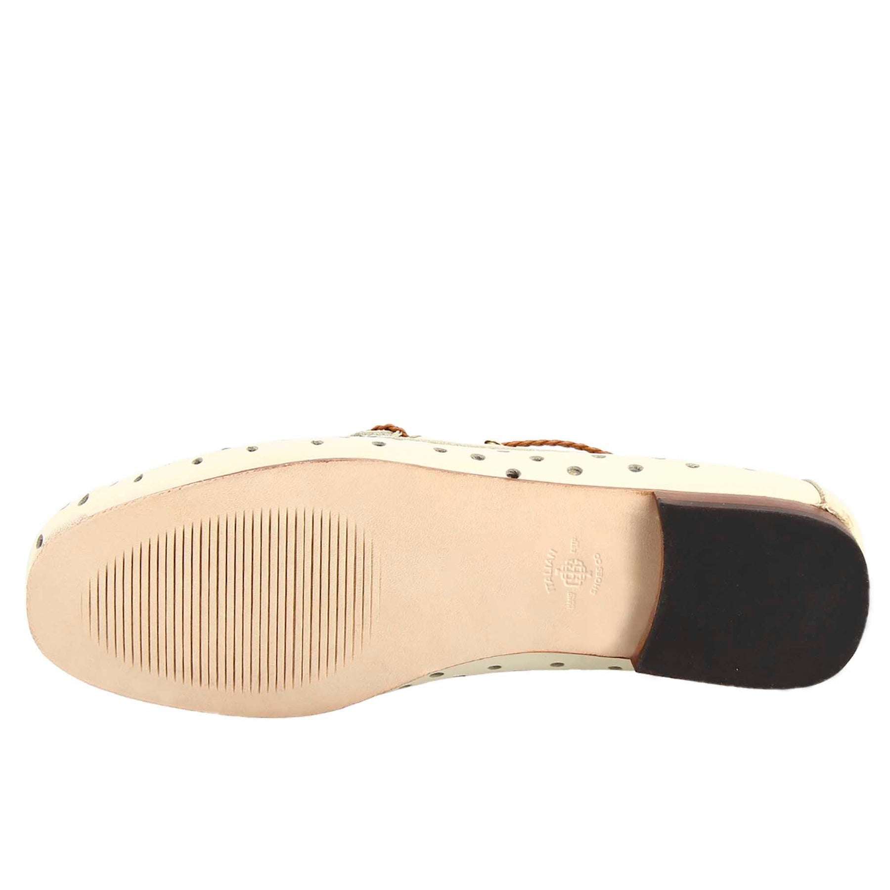 Women's Loafers Cream White Perforated Leather