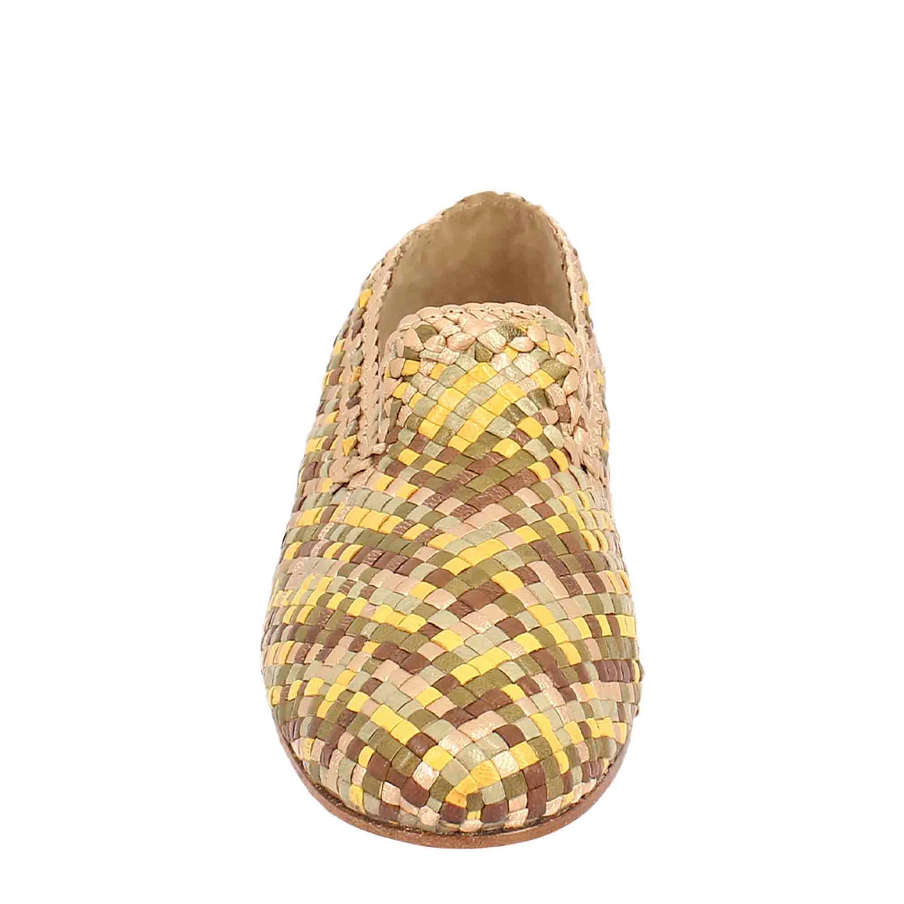 Multicolour Braided Leather Women's Moccasins