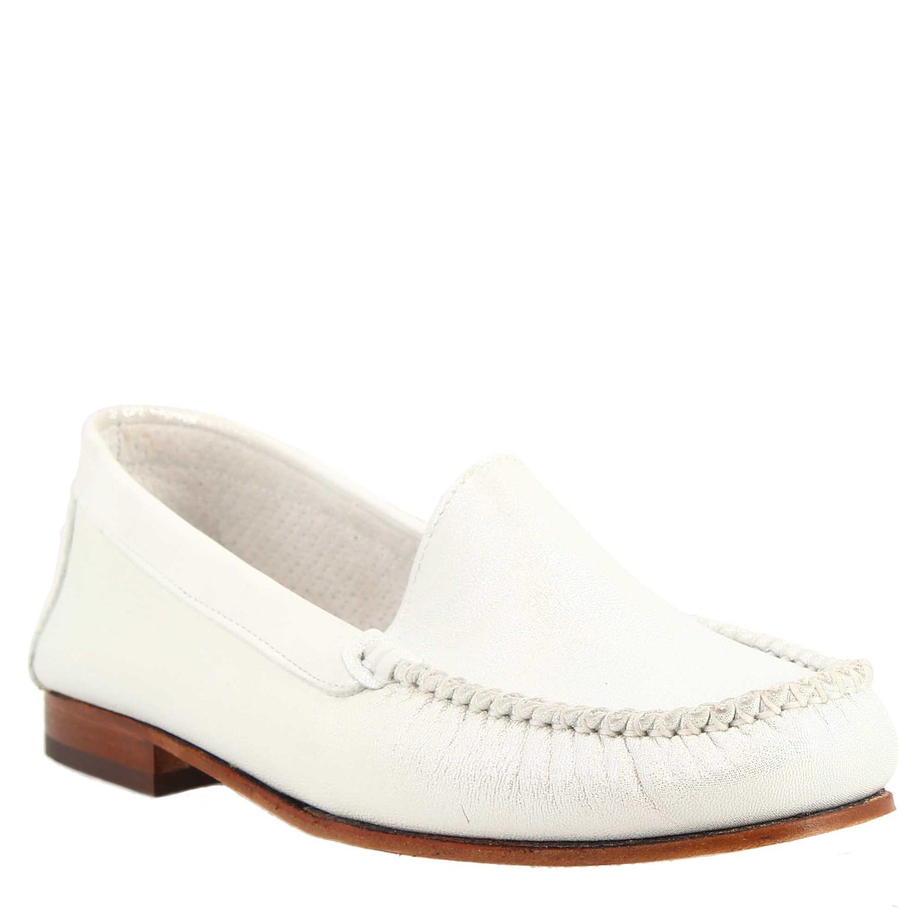 Silver Leather Women's Loafers